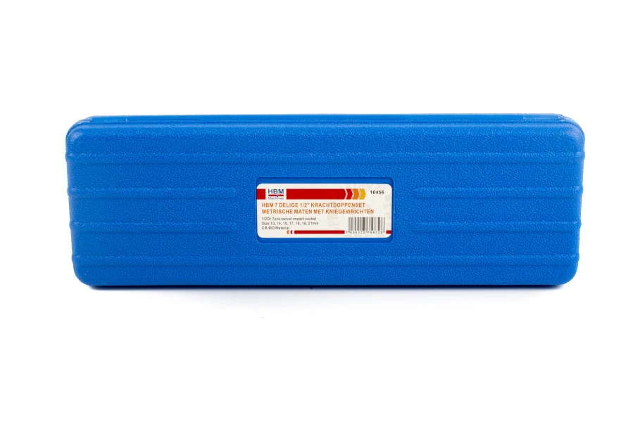 HBM 7 Delige 1/2" Krachtdoppenset Metrische Maten Met Kniegewrichten - Image 2