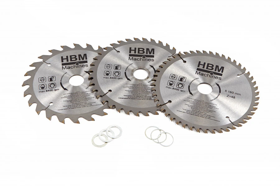 HBM 160 Mm 3 Delige Profi Cirkelzaagbladenset Voor Invalzaag