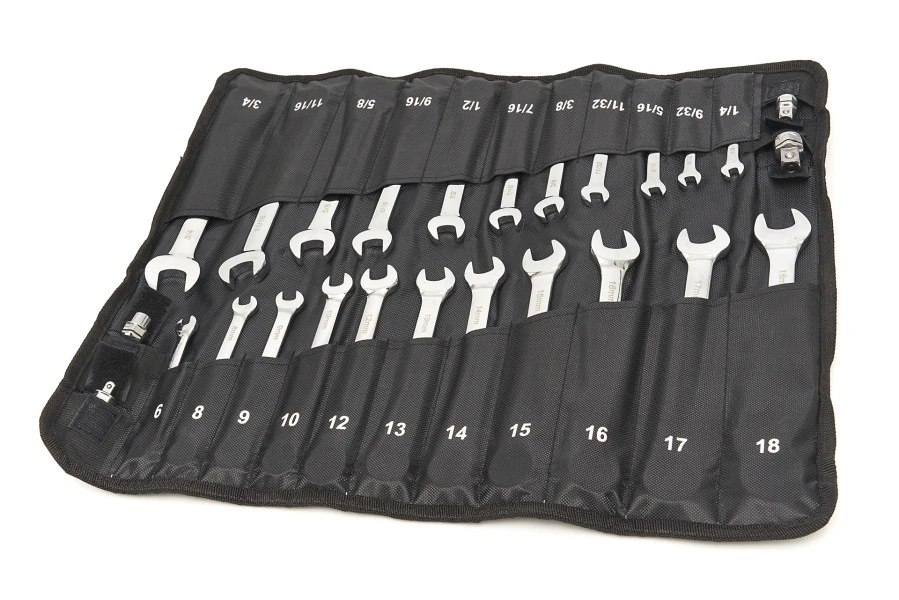 HBM Professionele Ring, Ratel, Steeksleutelset Metrische En Inch Maten 23-Delig - Image 2