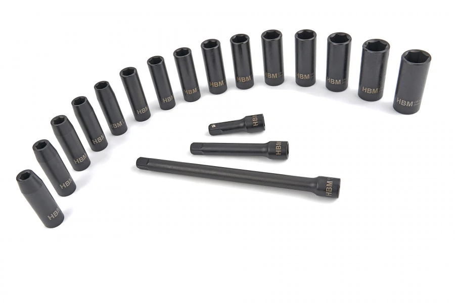 HBM Professionele 18 Delige 1/2" Krachtdoppenset Met Verlengstukken - Image 2