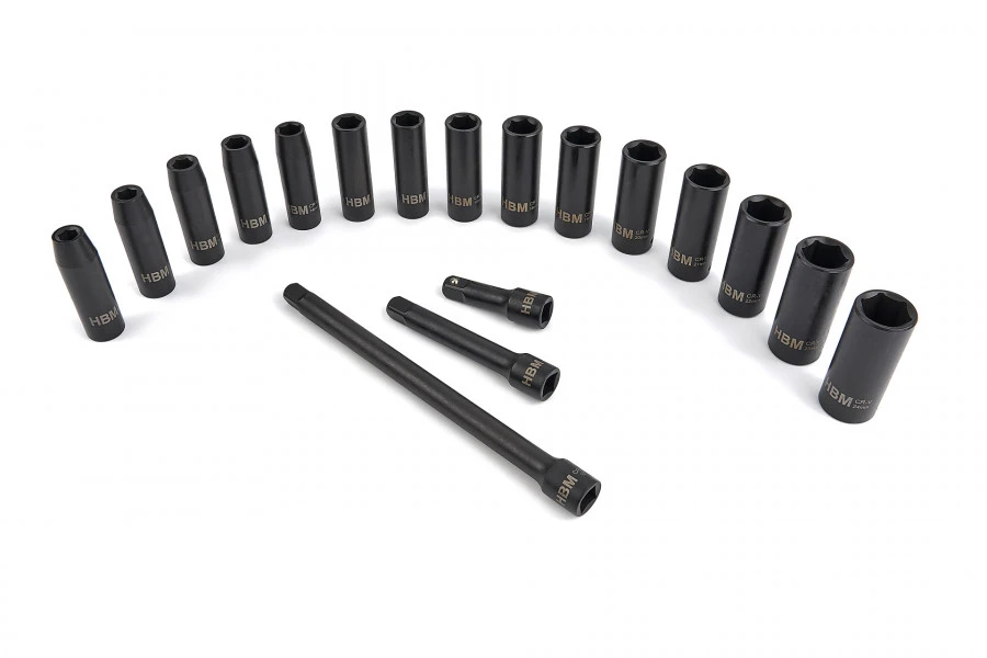 HBM Professionele 18 Delige 1/2" Krachtdoppenset Met Verlengstukken - Image 3