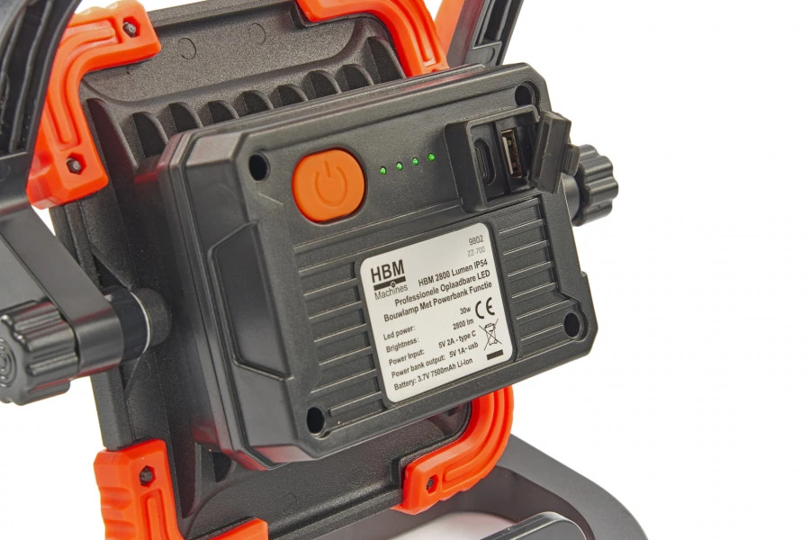 HBM 2800 Lumen IP 54 Professionele Oplaadbare LED Bouwlamp Met Powerbank Functie - Image 4