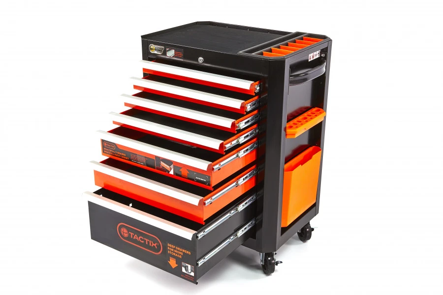 HBM Tactix Gereedschapswagen Met 7 Laden, 66 Cm, Zwart - Image 2