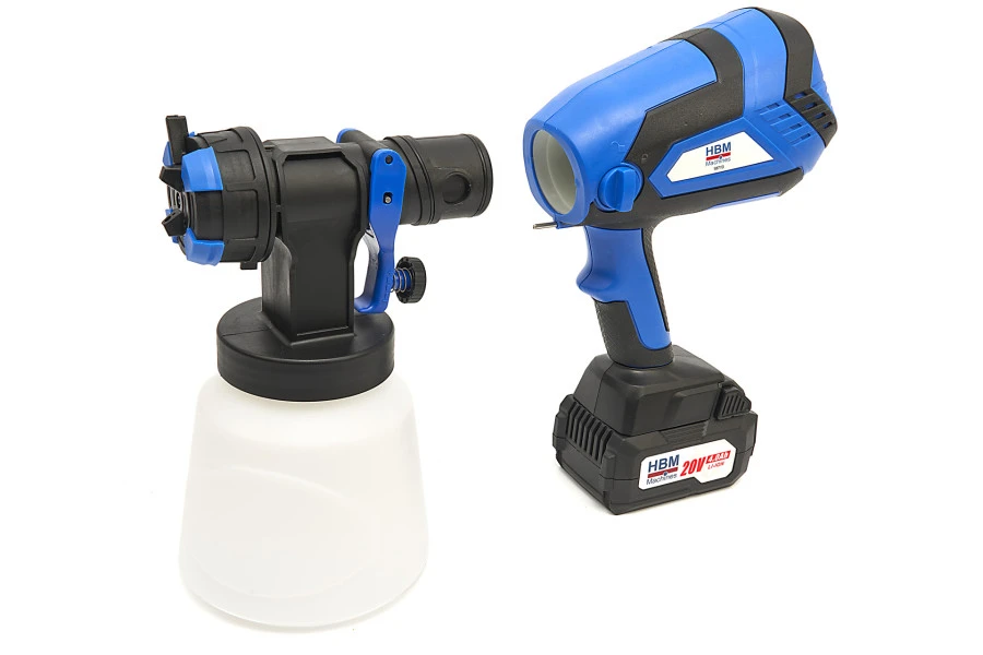 HBM Professionele 20 Volt 4.0AH Draagbare Elektrische Verfspuit Inclusief 2 Accu's Met 1000 ML Reser