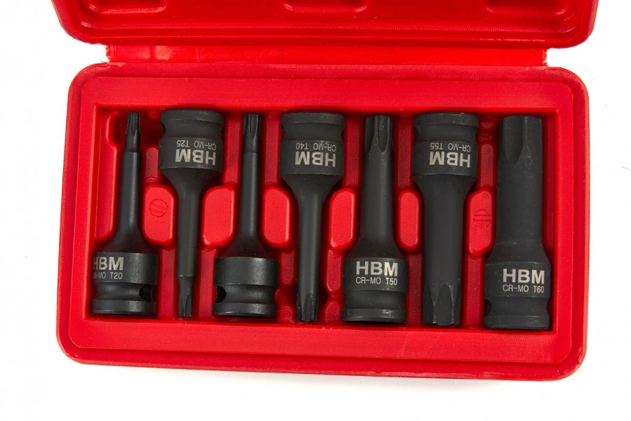 HBM 7 Delige Lange Torx Krachtdoppenset Met 3/8" Opname - Image 2