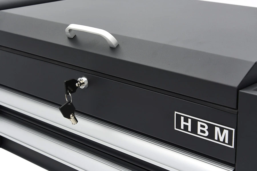 HBM 2 Laden Gereedschapswagen Met 2 Plateaus En Opbergvak - 91 Cm - Zwart - Image 8