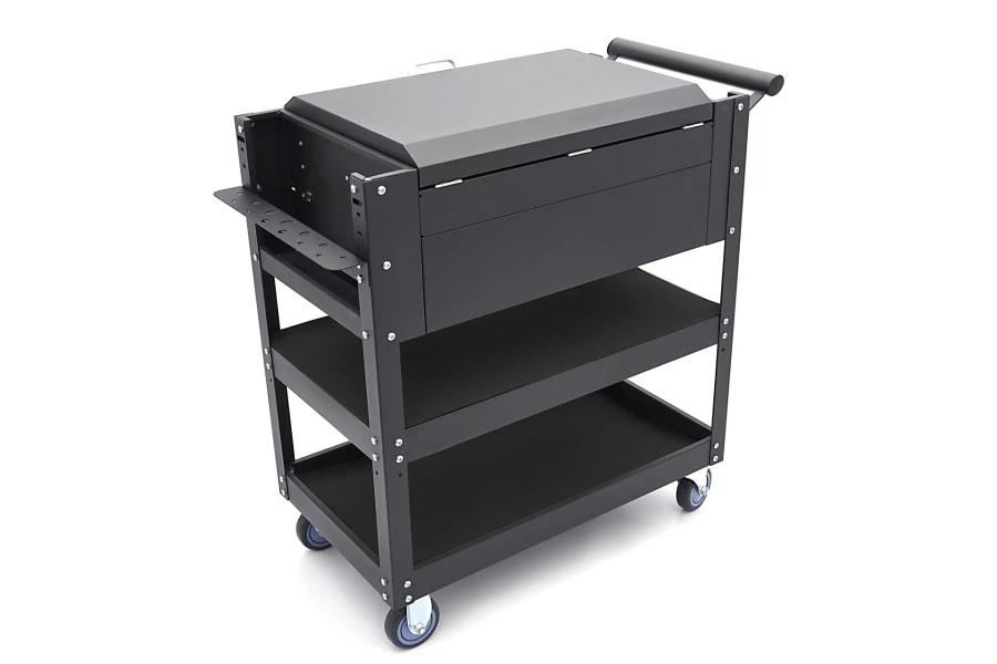 HBM 2 Laden Gereedschapswagen Met 2 Plateaus En Opbergvak - 91 Cm - Zwart - Image 11