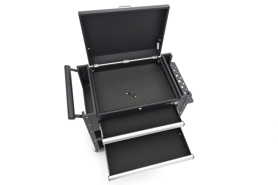 HBM 2 Laden Gereedschapswagen Met 2 Plateaus En Opbergvak - 91 Cm - Zwart - Image 10