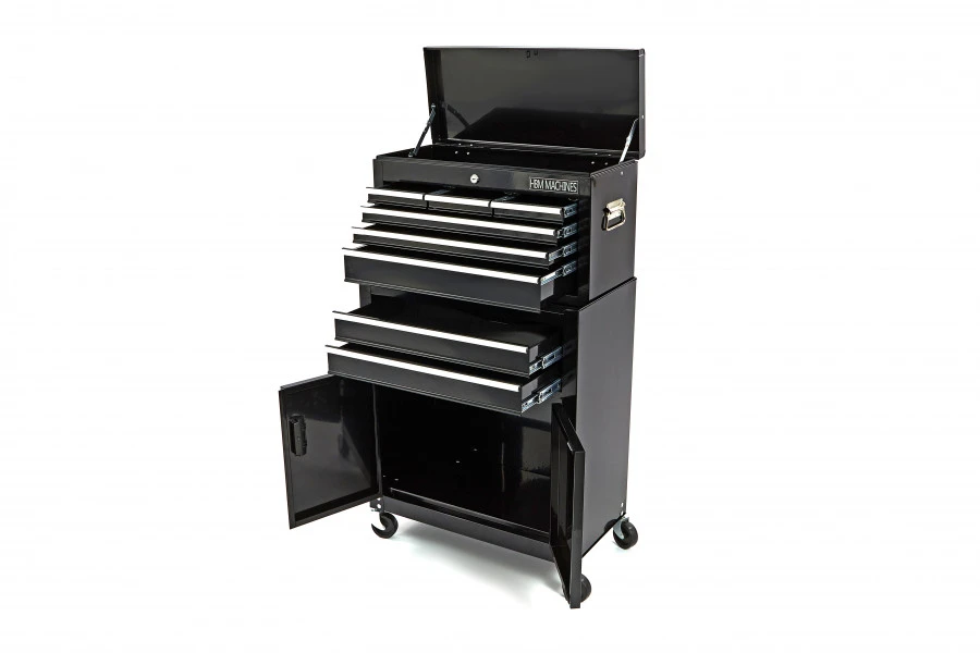 HBM Gereedschapswagen Met Opzetkast 61 Cm, Zwart