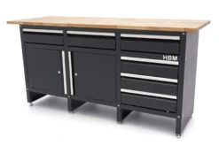 HBM 171 Cm Werkbank Met 6 Laden 2 Deuren En Massief Houten Werkblad