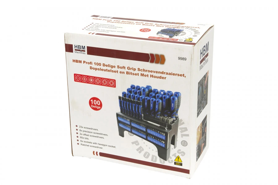 HBM Profi 100 Delige Soft Grip Schroevendraaierset, Dopsleutelset En Bitset Met Houder - Image 10