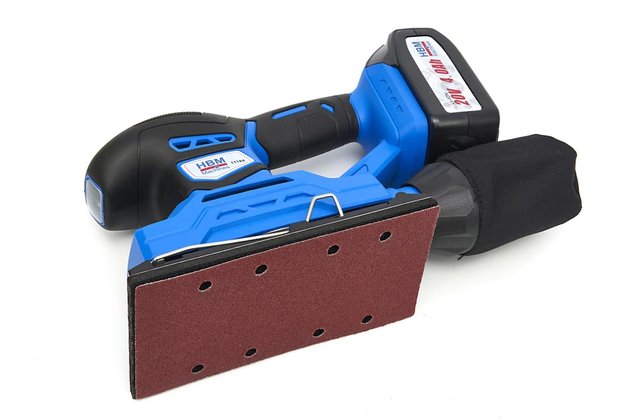 HBM Professionele 20 Volt 4,0AH Lion Vlakschuurmachine Inclusief 2 Lion Accu's En 15 Schuurvellen - Image 7