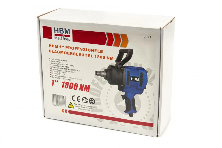 HBM 1'' Professionele Slagmoersleutel 1800 NM - Image 8