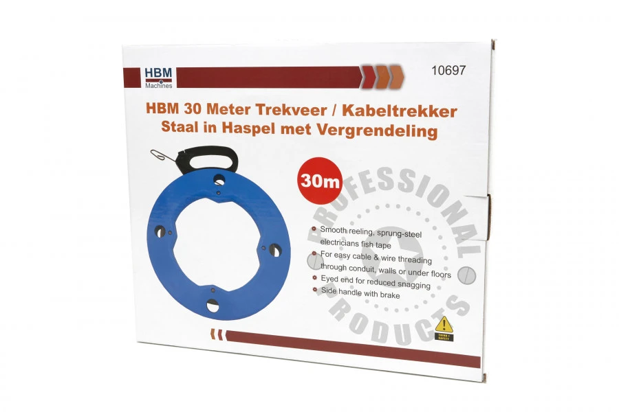 HBM 30 Meter Trekveer / Kabeltrekker Staal In Haspel Met Vergrendeling - Image 4
