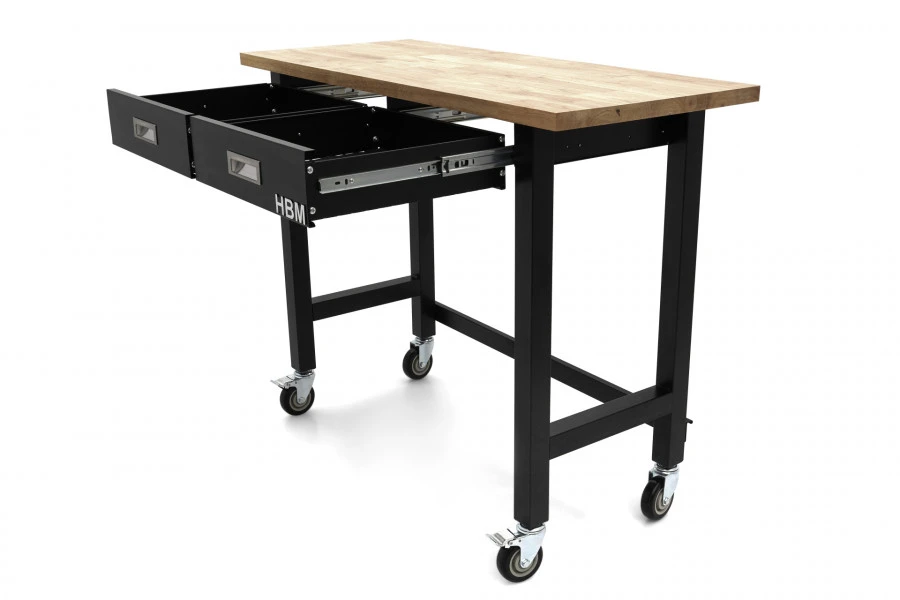 HBM Werkbank Met Massief Houten Blad, 2 Laden, Verrijdbaar, 122 Cm - Image 7