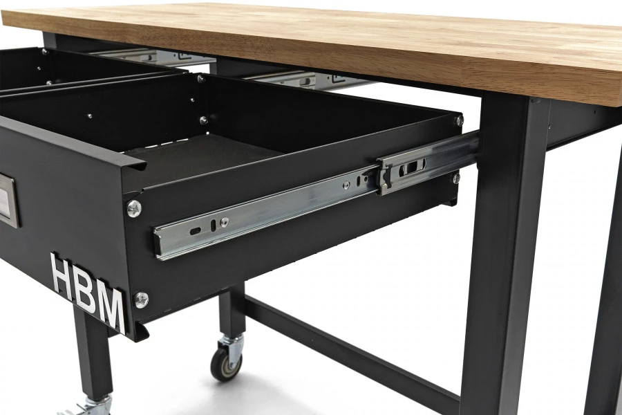 HBM Werkbank Met Massief Houten Blad, 2 Laden, Verrijdbaar, 122 Cm - Image 8