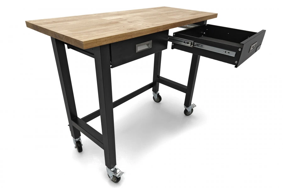 HBM Werkbank Met Massief Houten Blad, 2 Laden, Verrijdbaar, 122 Cm - Image 9