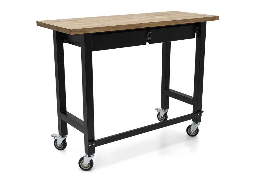 HBM Werkbank Met Massief Houten Blad, 2 Laden, Verrijdbaar, 122 Cm - Image 4