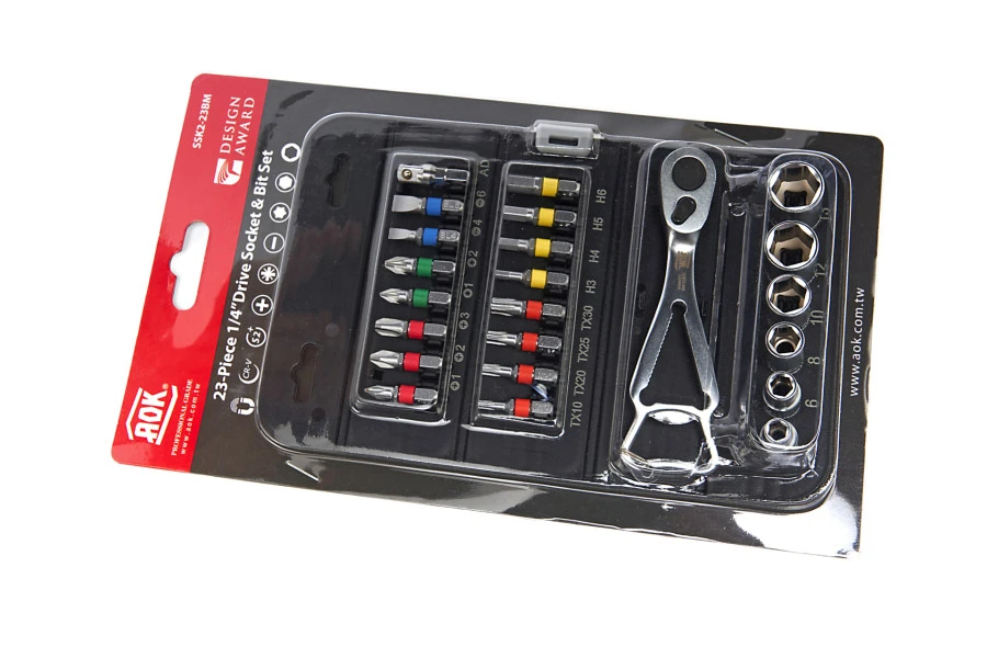 AOK 23 Delige Professionele ¼” Doppenset En Bitset Met Ratel In Handige Opbergetui - Image 8