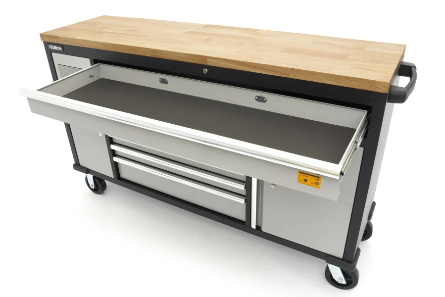 HBM Gereedschapswagen Met Houten Werkblad - 168 Cm - Grijs - Image 7