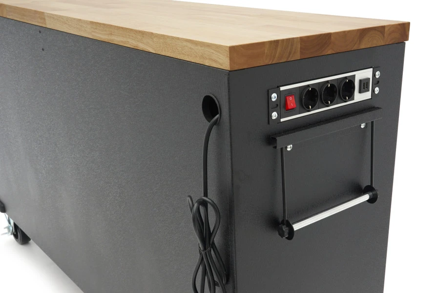 HBM Gereedschapswagen Met Houten Werkblad - 168 Cm - Grijs - Image 14