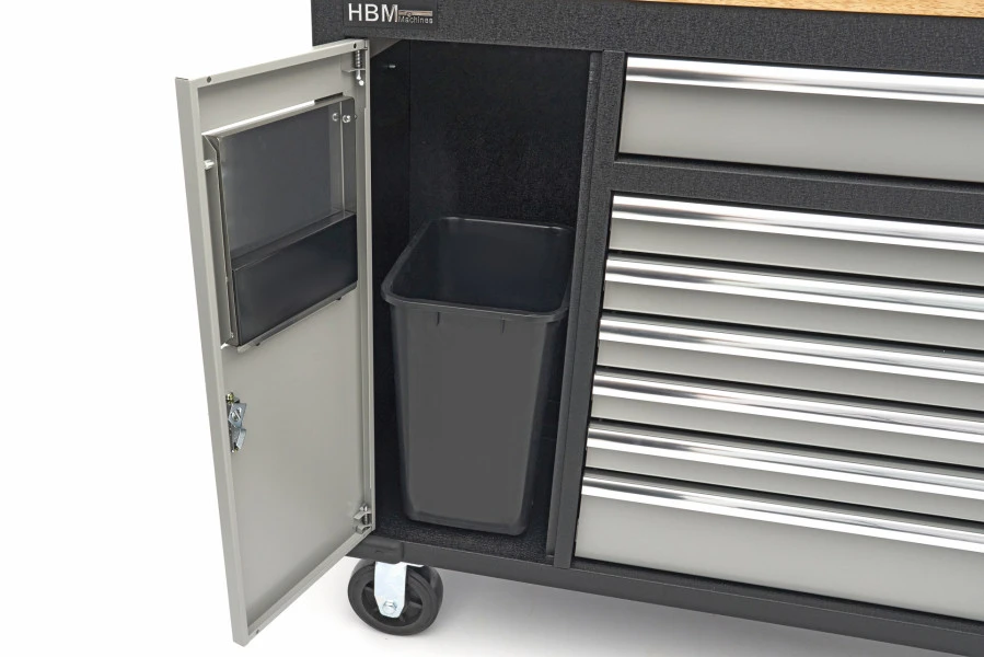HBM Gereedschapswagen Met Houten Werkblad - 168 Cm - Grijs - Image 8